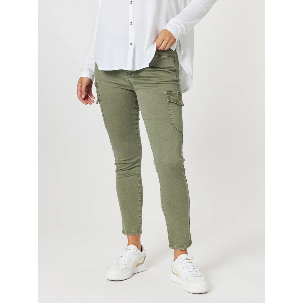 Paige Cargo Slim Leg Jean - Washed Khaki